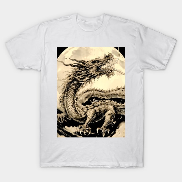 Chinese Dragon and Full Moon: Chinese New Year, Year of the Dragon T-Shirt by Puff Sumo